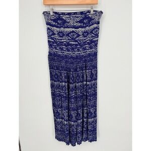 Giorgio Armani Blue White Geometric Pleated Strapless Jumpsuit IT 44 US 8 NWT